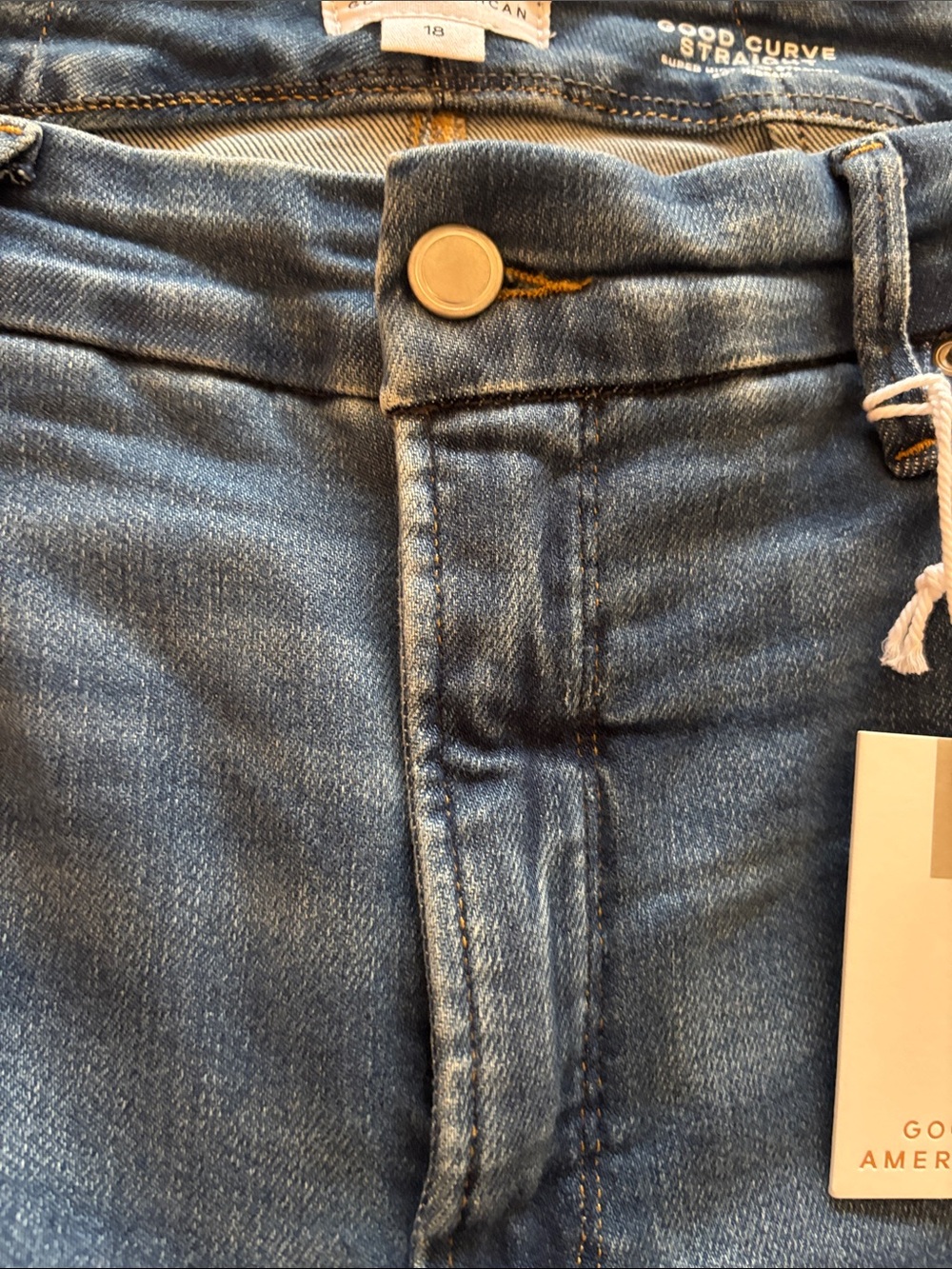 NWT Good American Good Curve Straight Leg Mid-Blue Jeans SZ 18 Plus - Picture 5 of 13